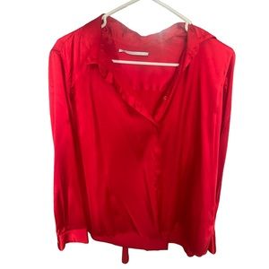 Rosetta Getty Silk Red Button down Blouse
